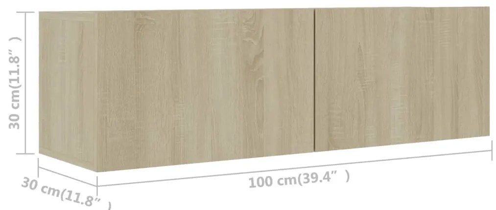 2 pcs conjunto de móveis TV derivados madeira carvalho sonoma
