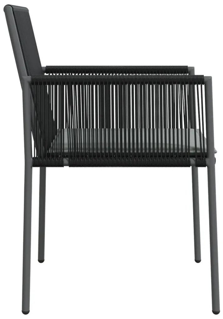 Cadeiras jardim c/ almofadões 6pcs 54x60,5x83,5cm vime PE preto