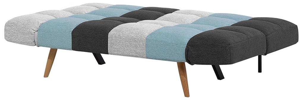 Sofá-cama de 3 lugares em tecido patchwork cinzento e azul INGARO Beliani