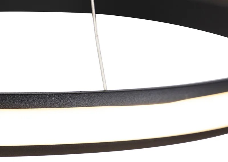 Candeeiro de suspensão moderno preto 74 cm com LED - Rowan Moderno