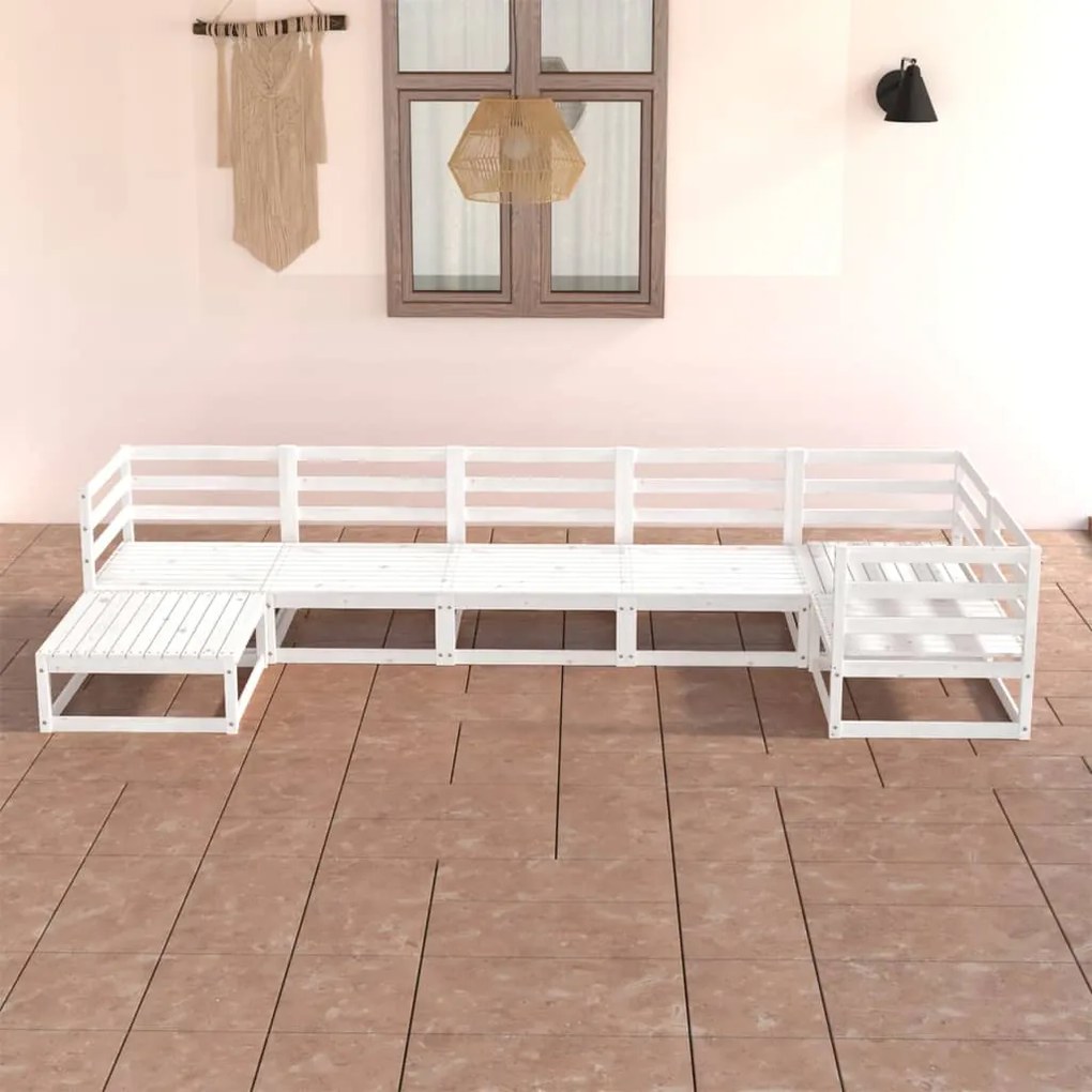 vidaXL 7 pcs conjunto lounge de jardim pinho sólido branco