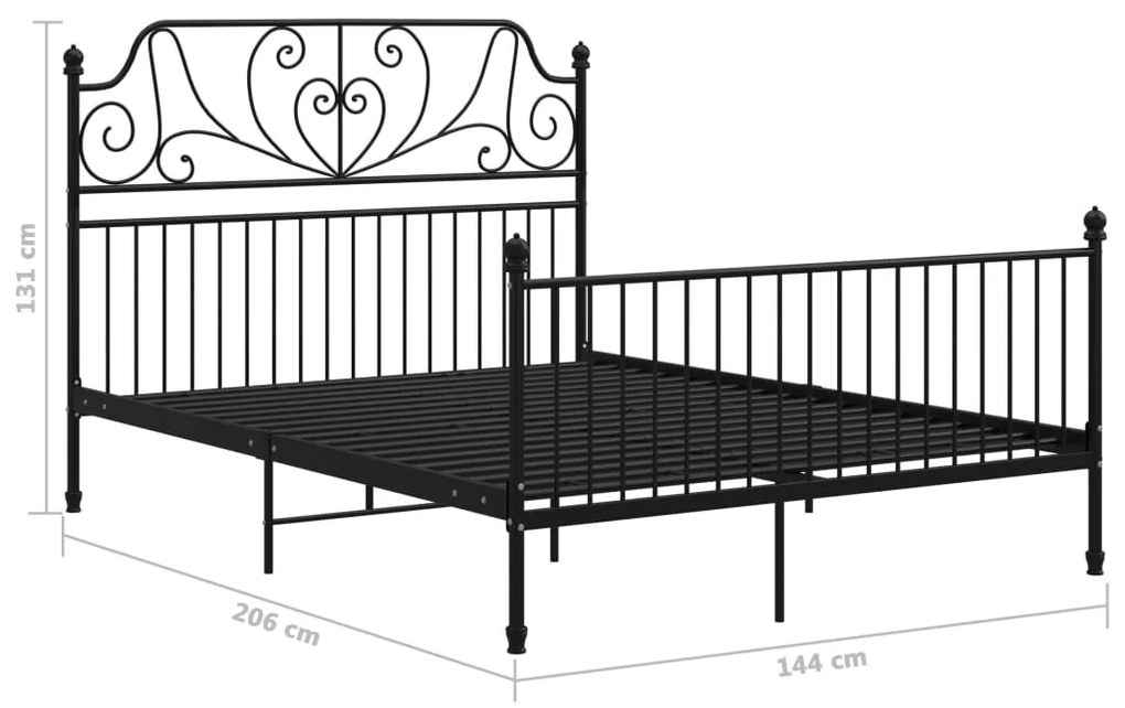 Estrutura de cama 140x200 cm metal preto