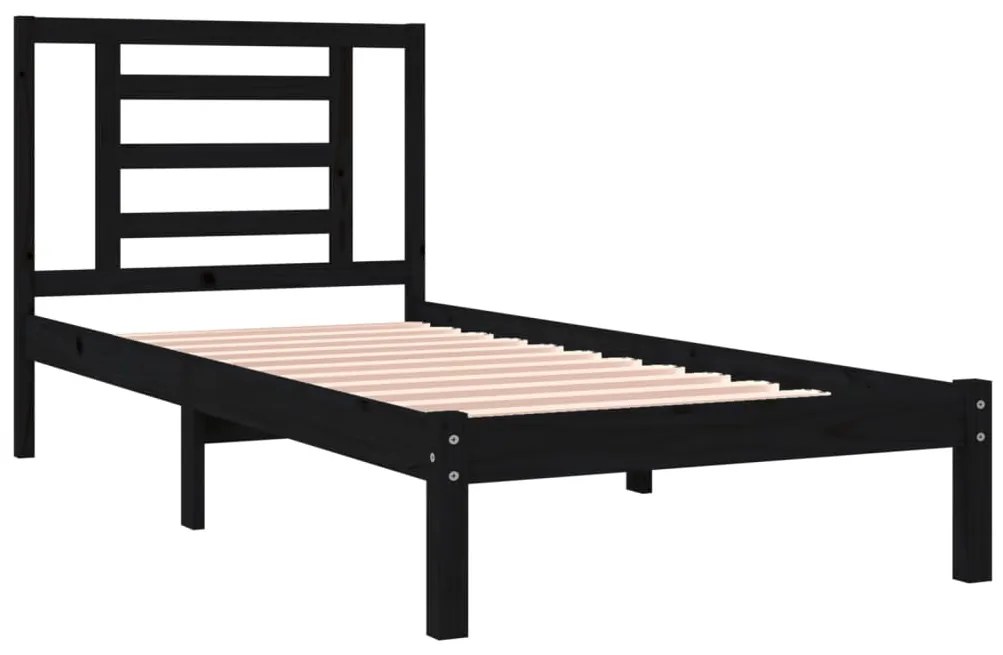 Estrutura cama de solteiro 90x190 cm pinho maciço preto
