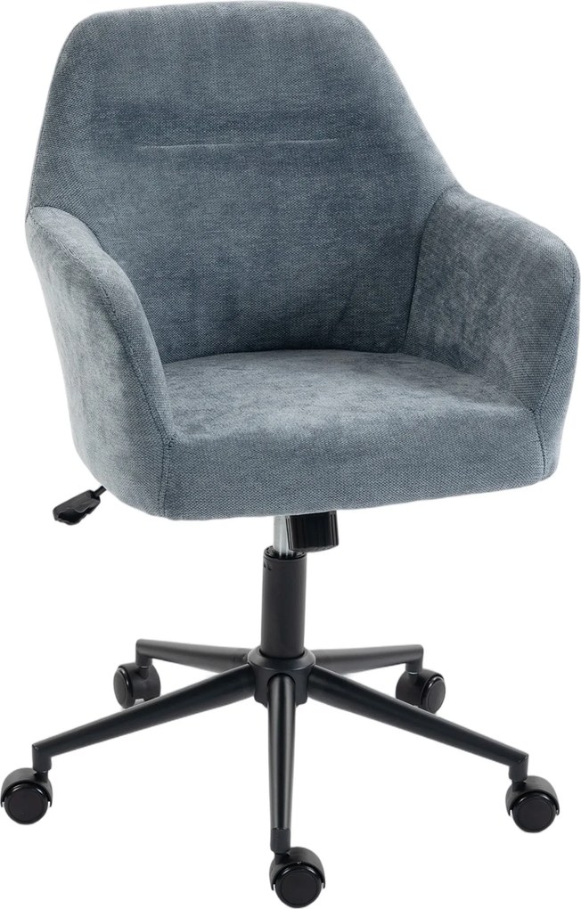 HOMCOM Cadeira de Escritório Ergonômica, Poltrona de Escritório em Chenille com Altura Ajustável, Função de Basculamento, Azul | Aosom Portugal