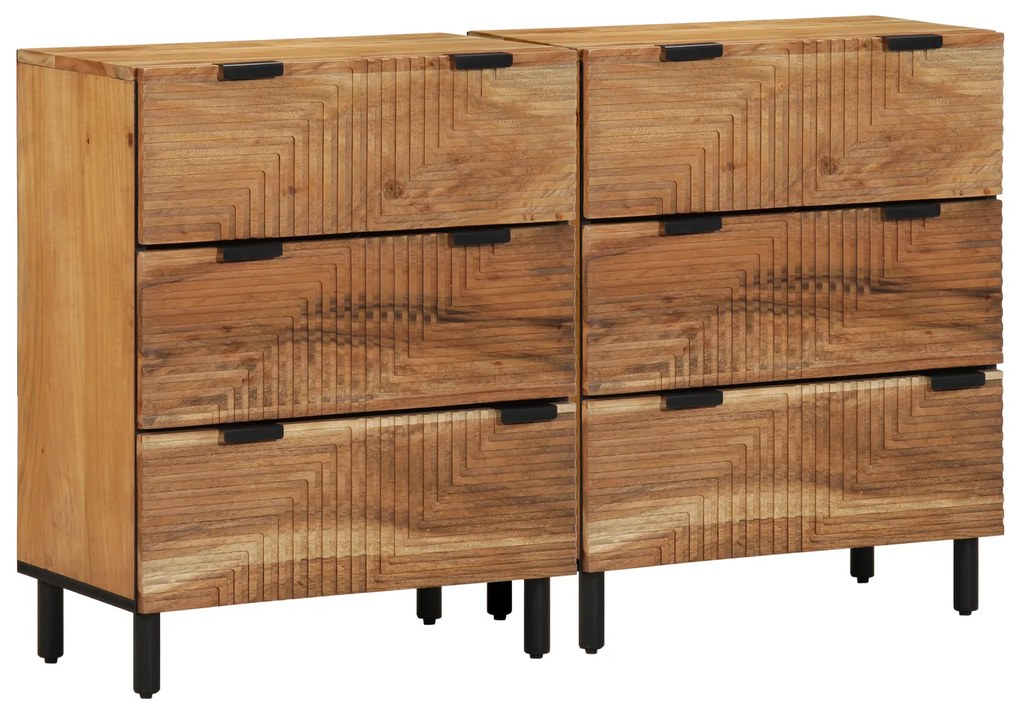 vidaXL Armários 2 pcs Castanho 60x33x75 cm Madeira Maciça de Acácia