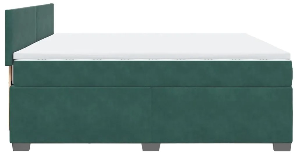 Cama com molas/colchão 180x200 cm veludo verde-escuro