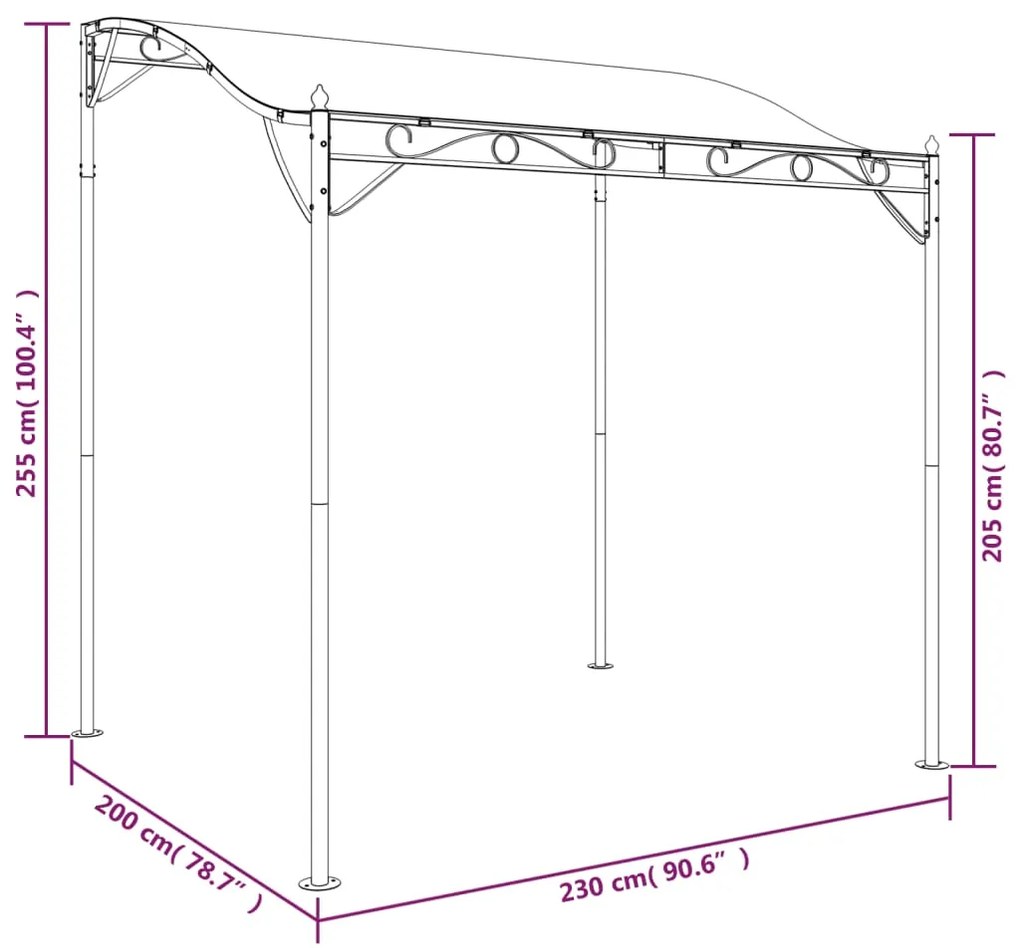 Toldo 2x2,3 m 180 g/m² tecido e aço cinzento-acastanhado