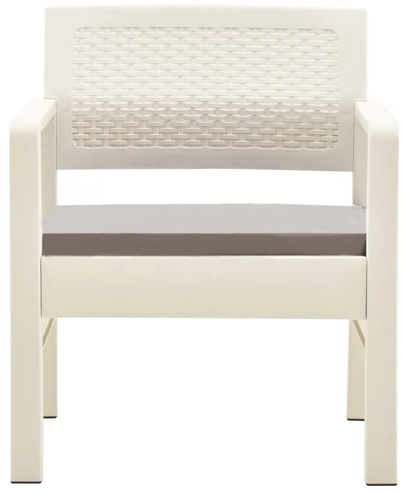 Conjunto lounge para jardim 3 pcs plástico branco
