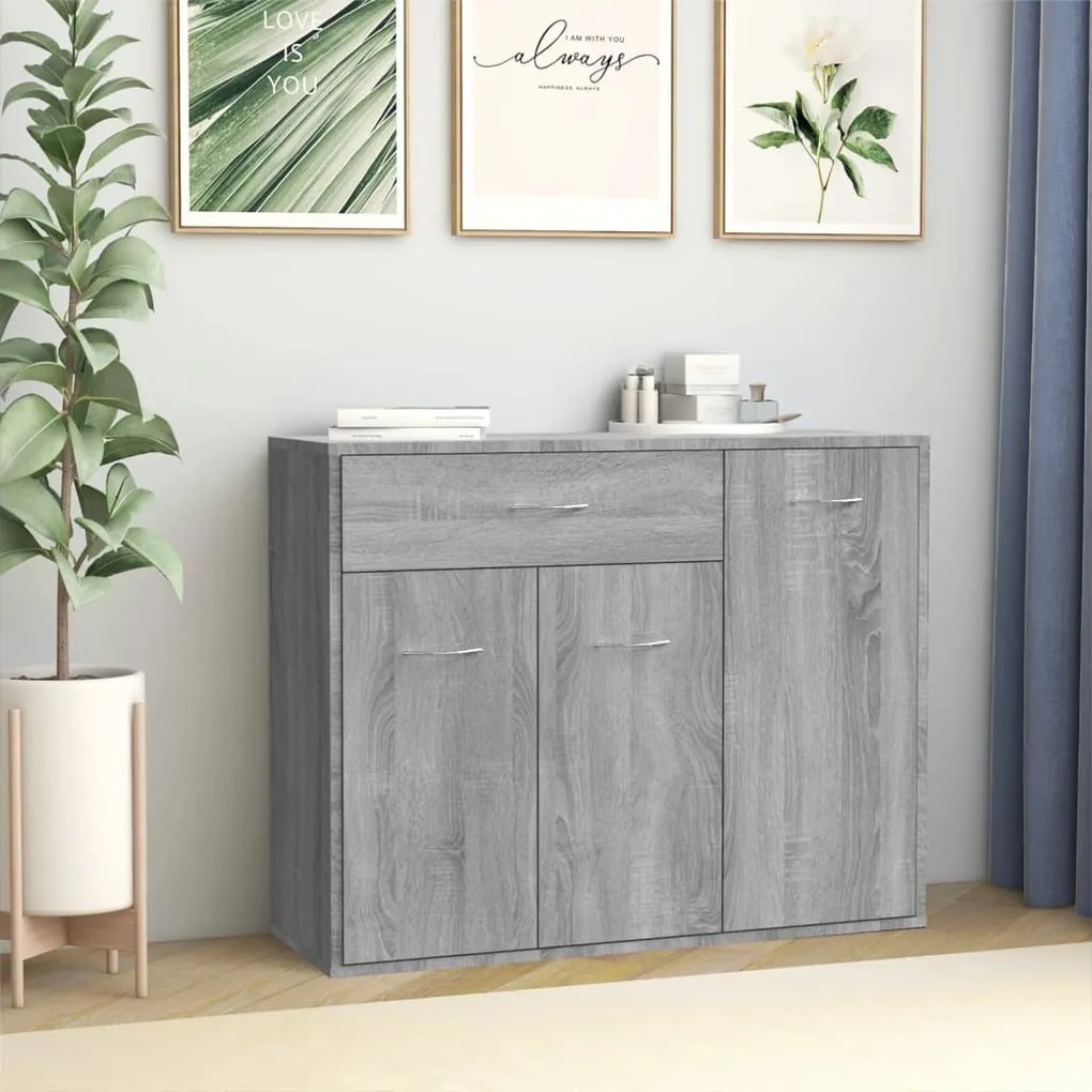 vidaXL Aparador 88x30x70 cm derivados de madeira cinzento sonoma