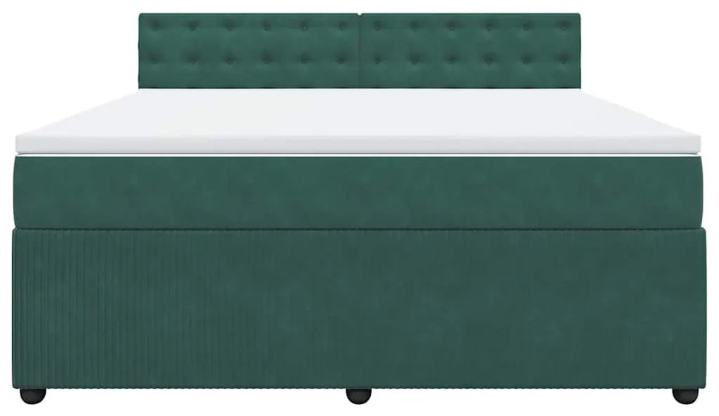 Cama com molas/colchão 180x200 cm veludo verde-escuro