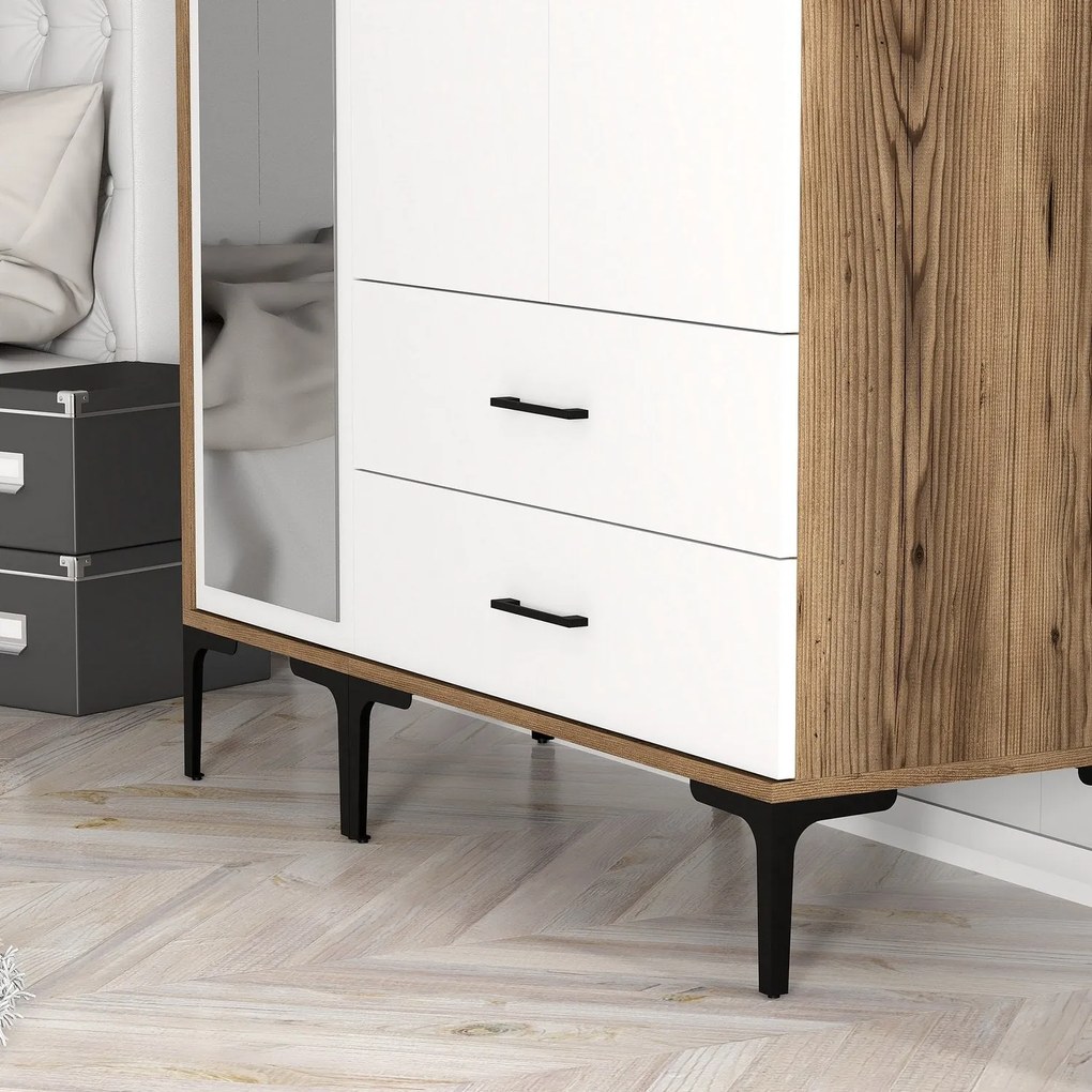 Roupeiro Kumsal RT – Nogueira e Branco – 120 x 47,5 x 201,4 cm