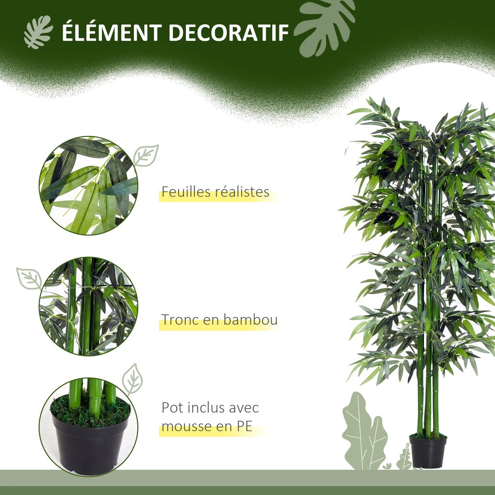 Bambu artificial XXL, 1,80 m de altura, árvore artificial, folhas densas e realistas, vaso incluído, preto e verde
