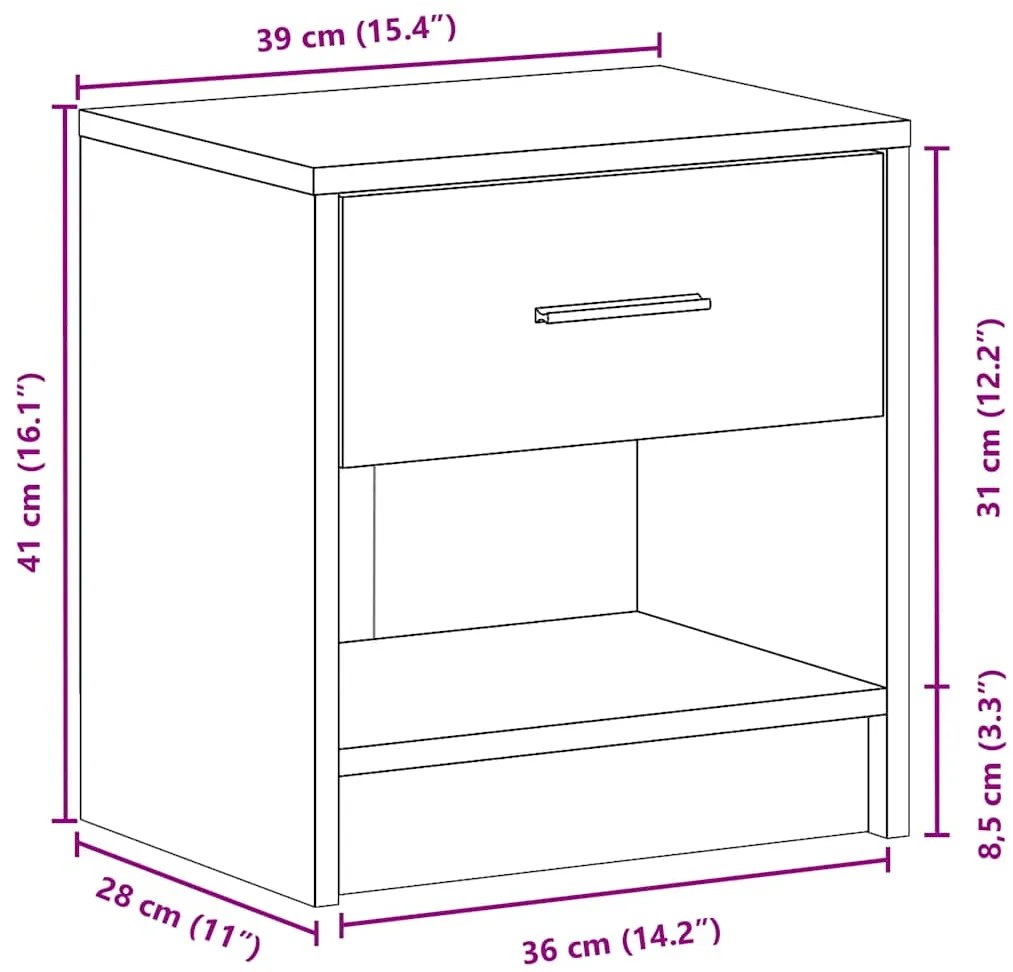 Mesa de cabeceira com gaveta 39x28x41 cm branco