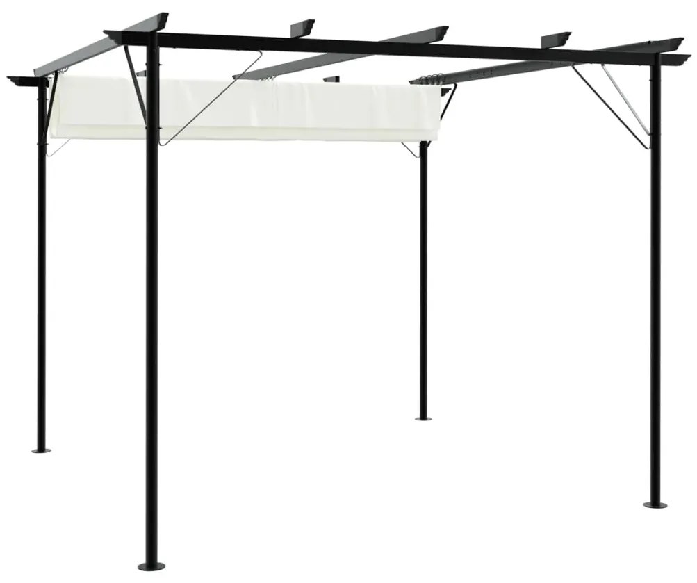 Pérgola com toldo retrátil 3x3 m aço branco nata