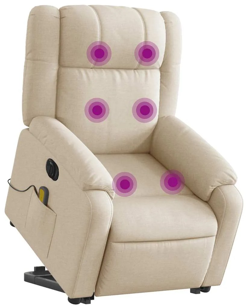 Poltrona elétrica elevatória massagens tecido creme