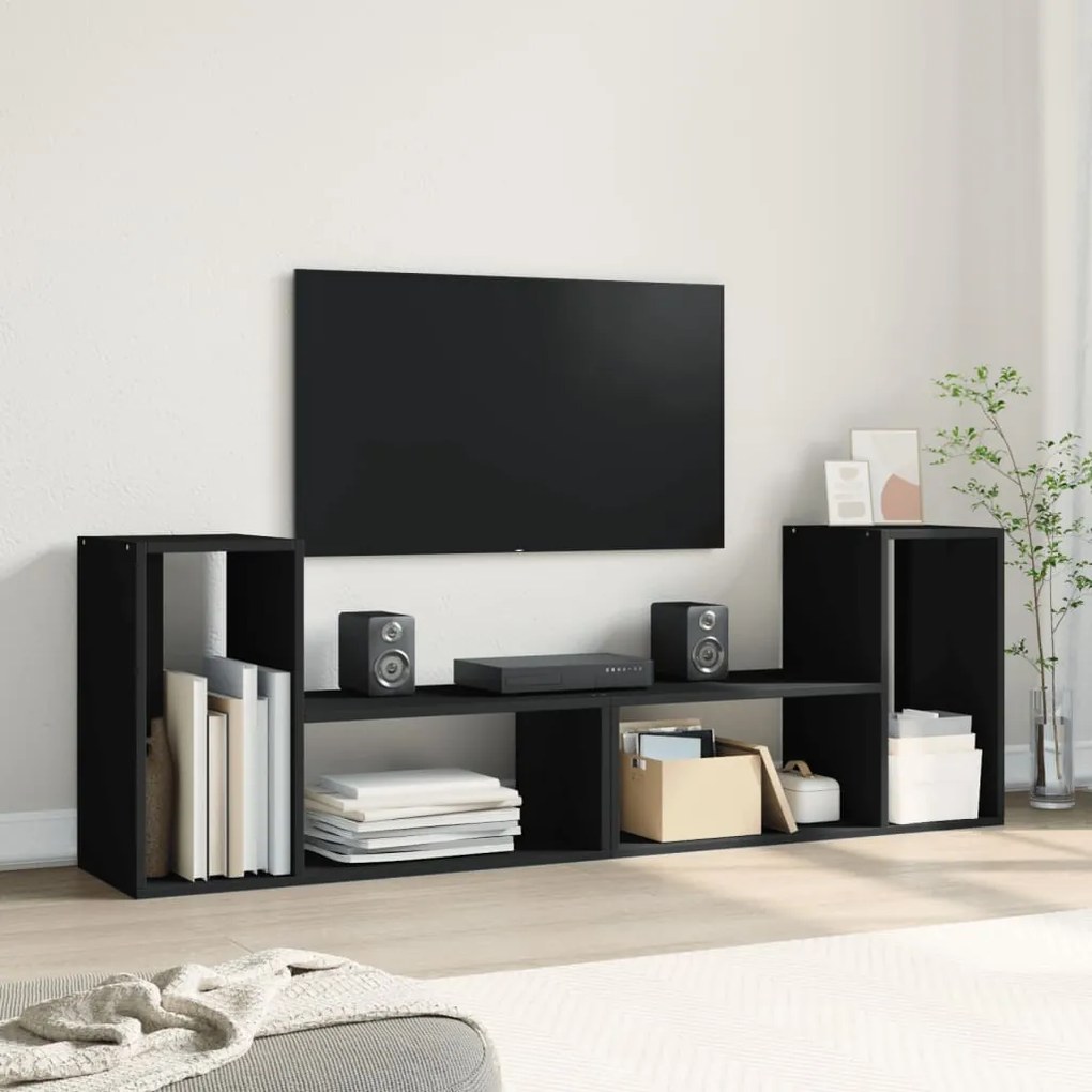 Móveis de TV 2 pcs 75x30x50 cm derivados de madeira preto