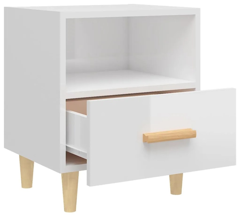 Mesas de cabeceira 2 pcs 40x35x47 cm branco brilhante