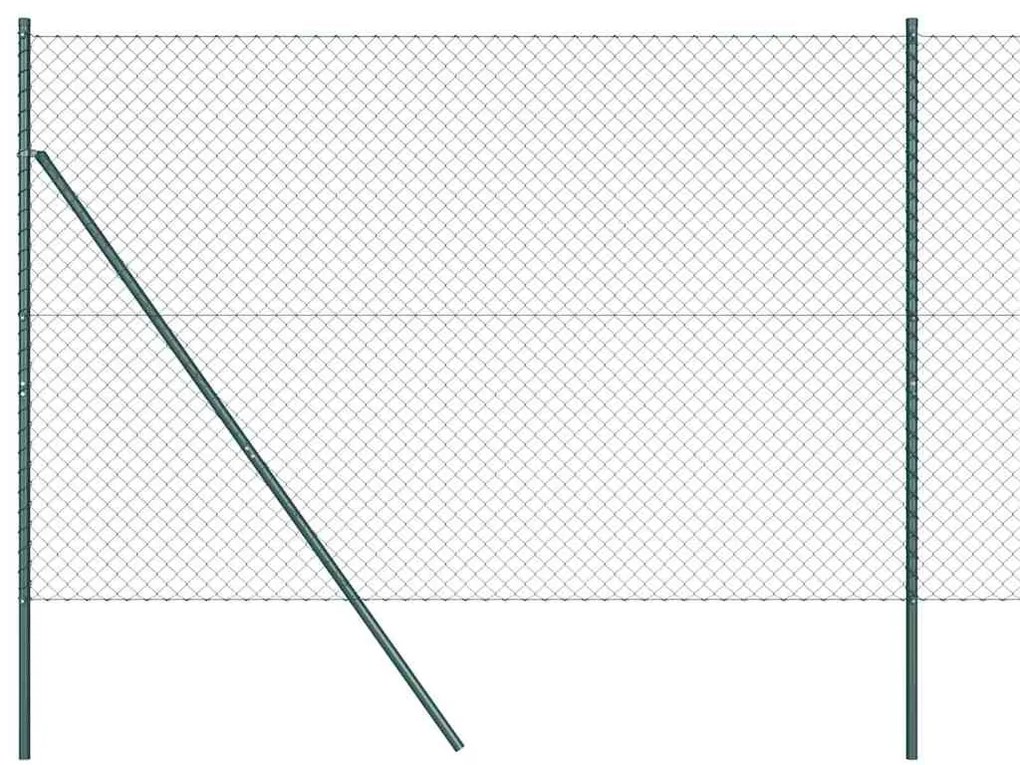 Conjunto de Postes de Cerca Verde 1.6 x 10 m Aço Galvanizado