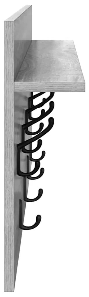 Cabideiro de Parede Sonoma cinzento 80 x 40 x 12 cm
