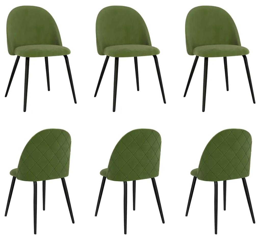 3059526 vidaXL Cadeiras de jantar 6 pcs tecido verde