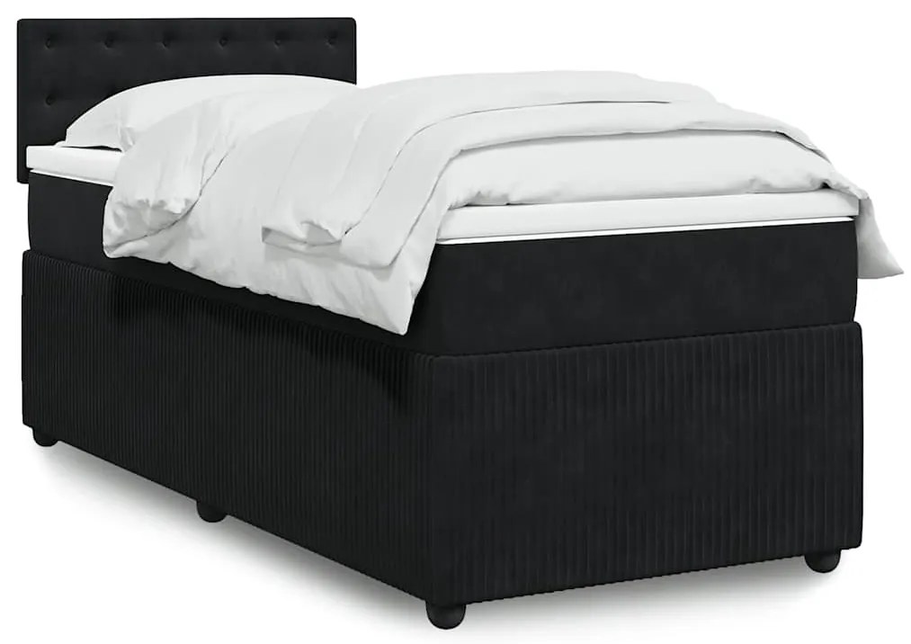 Cama com molas/colchão 80x200 cm veludo preto
