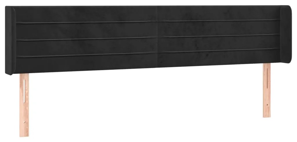 Cabeceira de cama c/ luzes LED veludo 183x16x78/88 cm preto