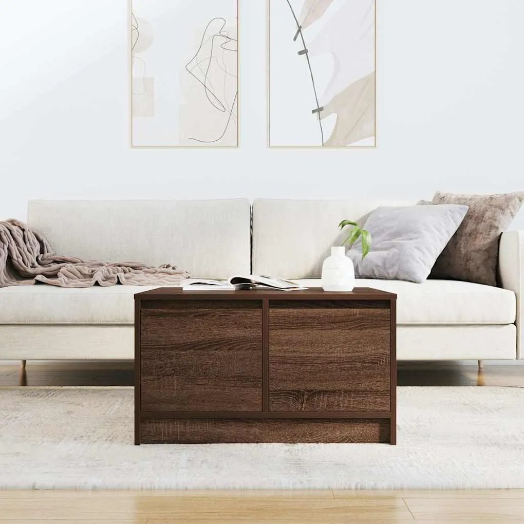Mesa de centro com gavetas 70,5x70x40 cm carvalho castanho