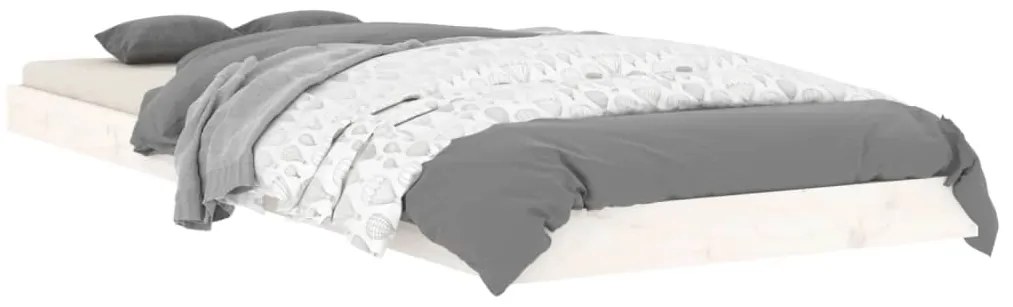 Estrutura cama de solteiro pequena 75x190cm pinho maciço branco