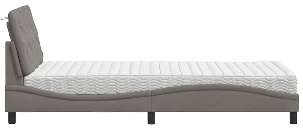 Cama com colchão 90x190 cm tecido castanho-acinzentado