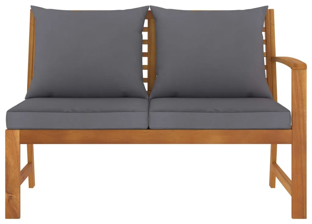 Banco de jardim 114,5 cm com almofadão cinzento-escuro acácia