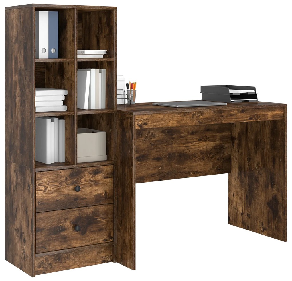 Mesa com Armazenamento Carvalho Fumado Madeira de Engenharia