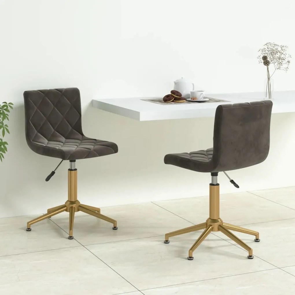 vidaXL Cadeiras de jantar giratórias 2 pcs veludo cinzento-escuro