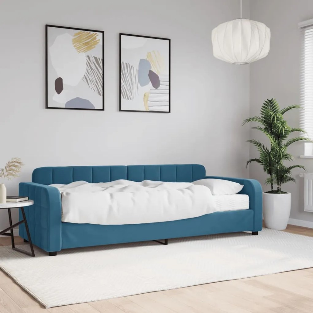 vidaXL Sofá-cama com colchão 80x200 cm veludo azul