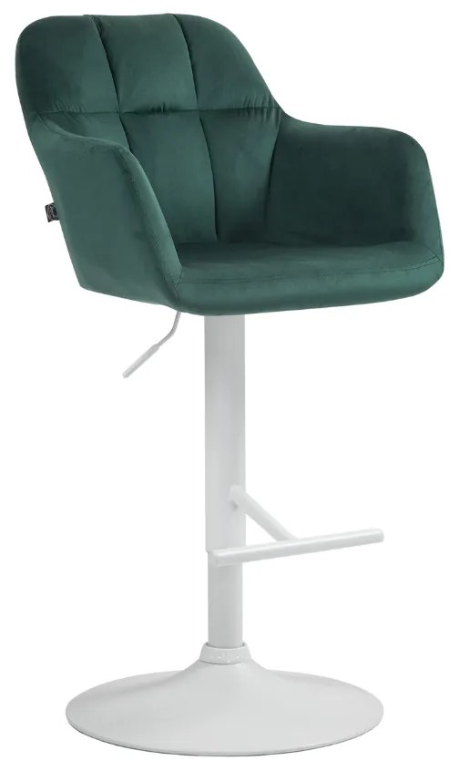 Banco de bar Natoma em veludo com estrutura branca 97-118 x 57 x 59 cm Verde