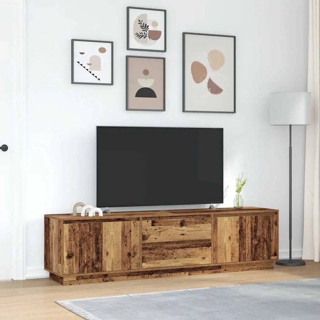 Móvel de TV com luzes LED 193,5x41x50 cm madeira velha