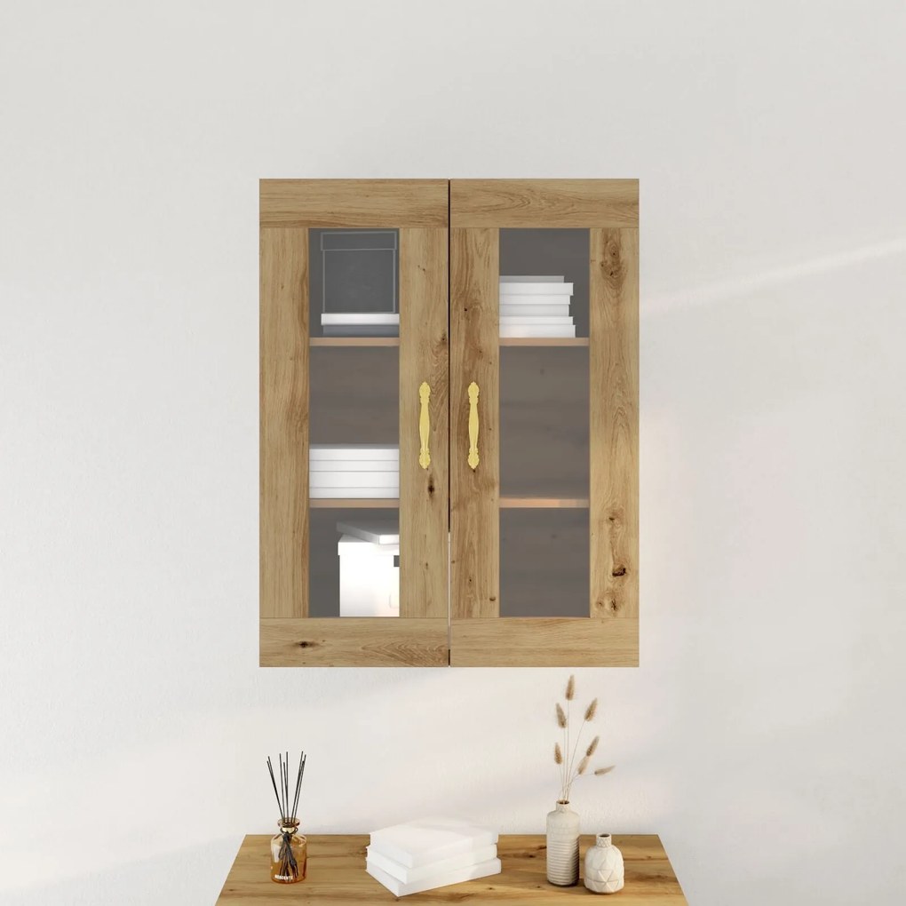 Armário de Parede com Portas de Vidro em Carvalho Artisan 69,5x34x90 c