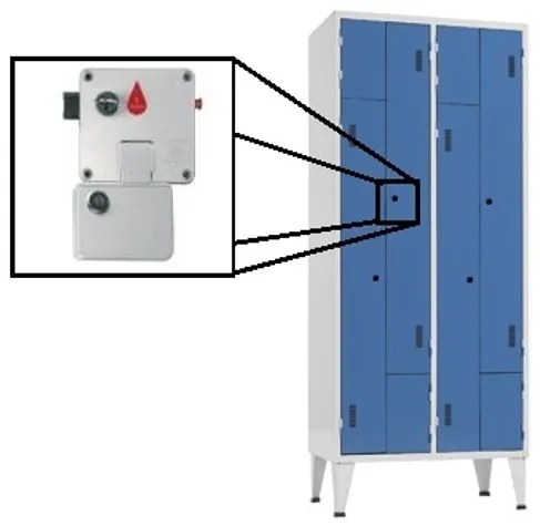 Cacifos Metálicos Cor Duplo 4 Cacifos em L 1900x775x500mm Moeda C/ Recolha