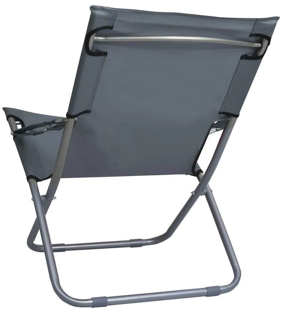 Cadeiras de praia dobráveis 2 pcs tecido cinzento