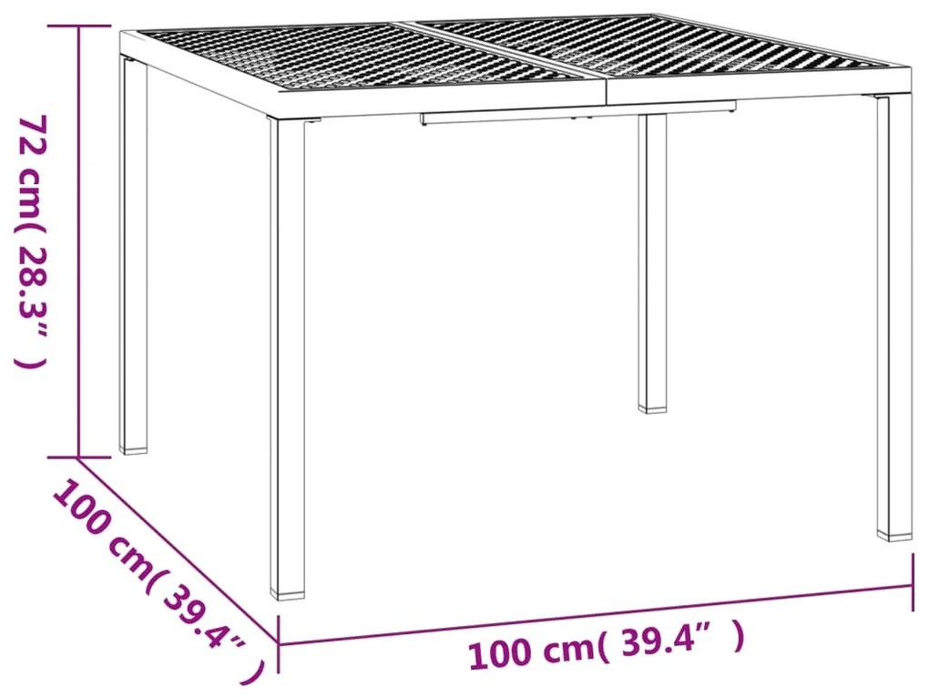 Mesa de jardim 100x100x72 cm aço antracite