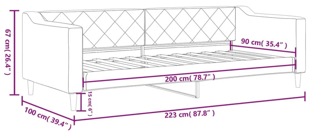 Sofá-cama 90x200 cm tecido cor creme