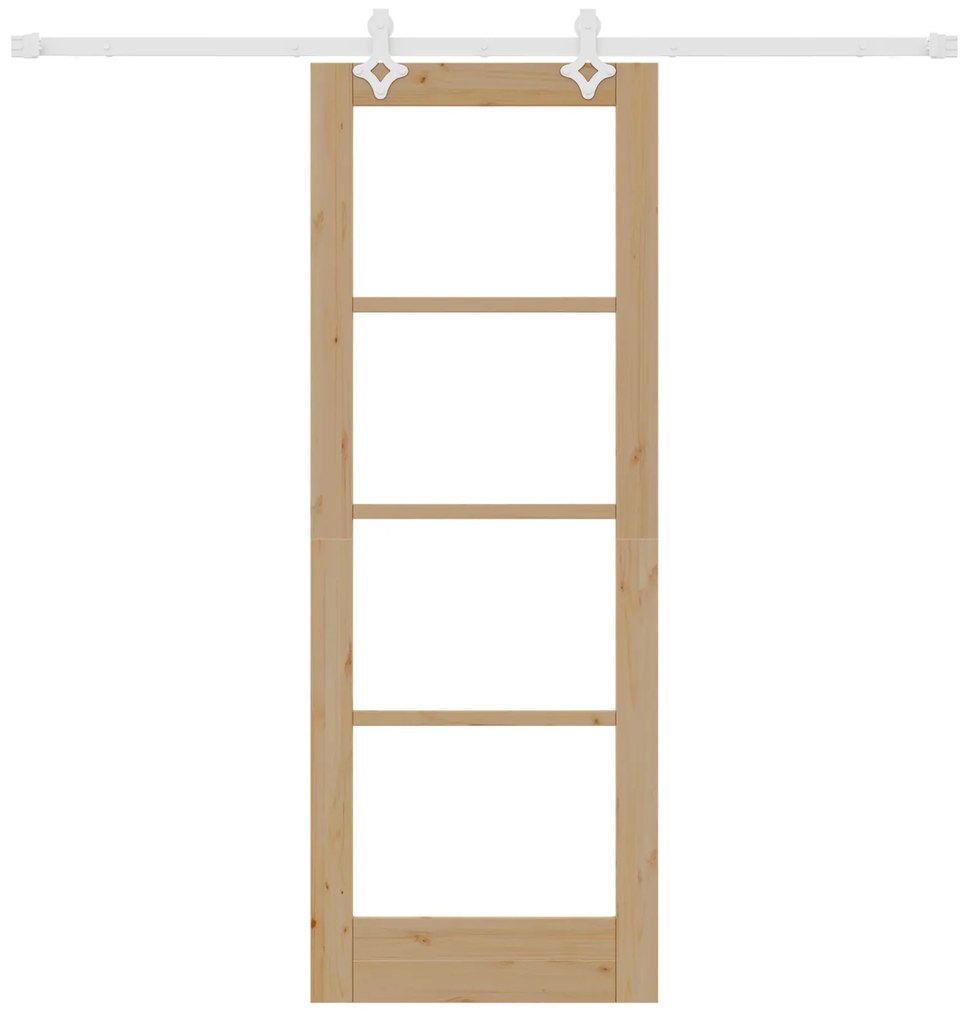 Conjunto de Porta de Correr vidaXL 73.5x198.5 cm Madeira Sólida de Pin