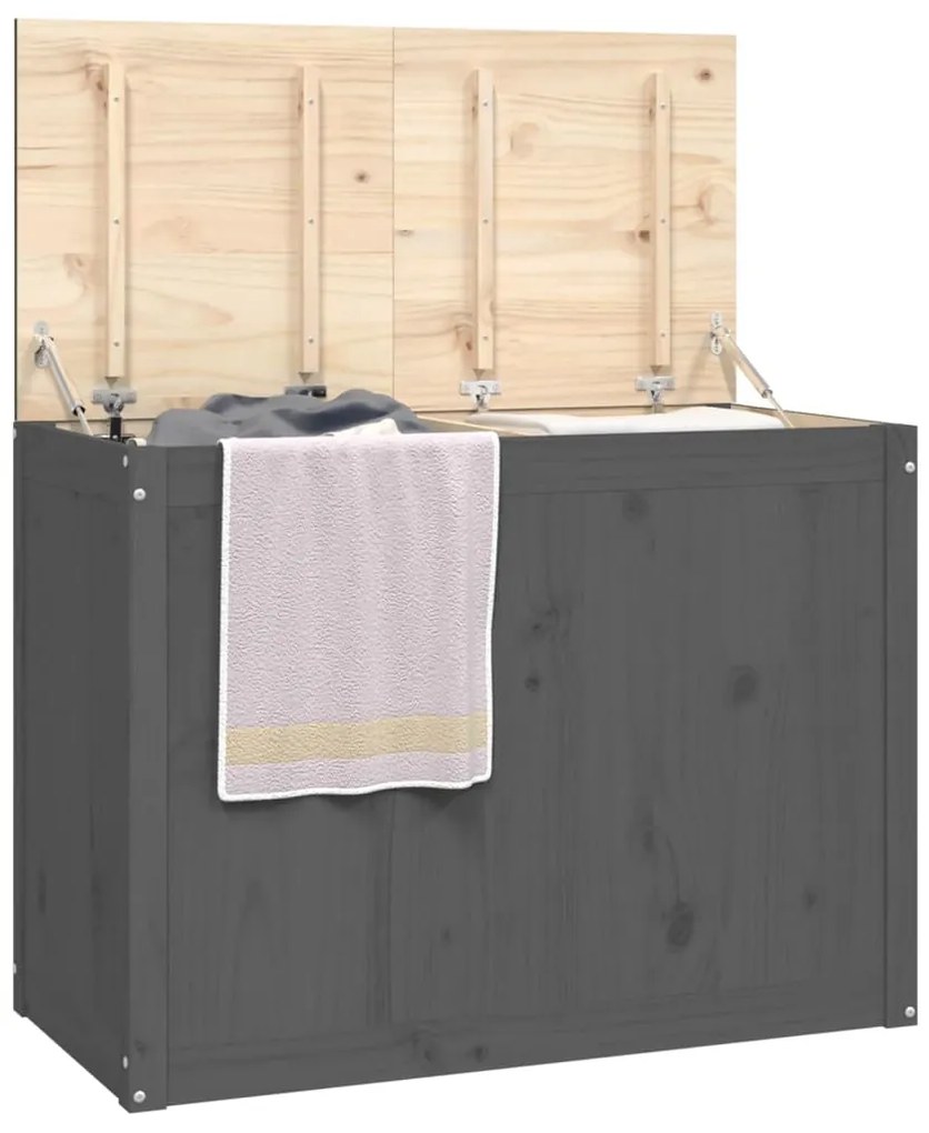 Caixa para roupa 88,5x44x66 cm madeira de pinho maciça cinzento
