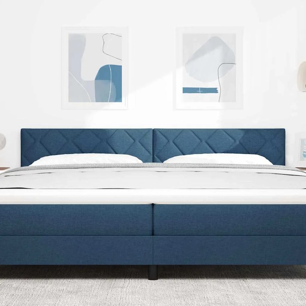 Cabeceira LED vidaXL Design de Blocos de Diamante Azul 200 cm Tecido