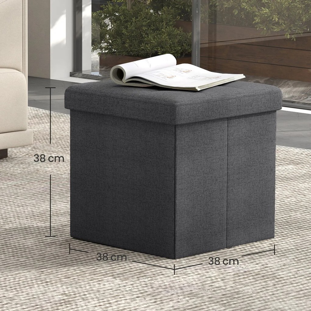 Banco com arrumação quadradro 38 x 38 x 38 cm cinzento escuro