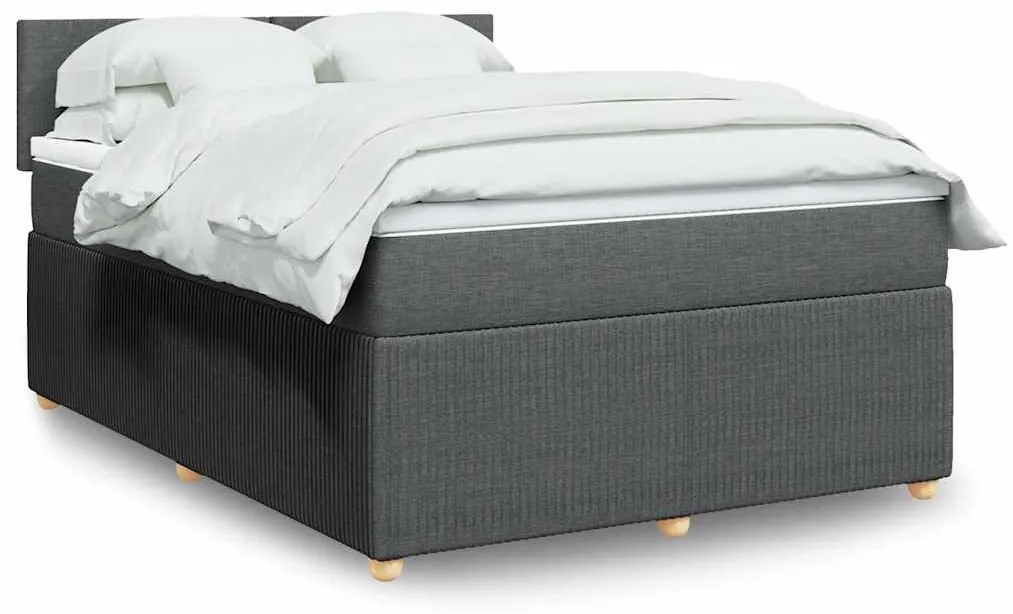 vidaXL Cama com molas/colchão 160x200 cm tecido cinzento-escuro