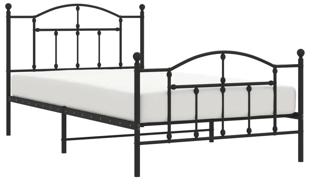 Estrutura de cama com cabeceira e pés 107x203 cm metal preto