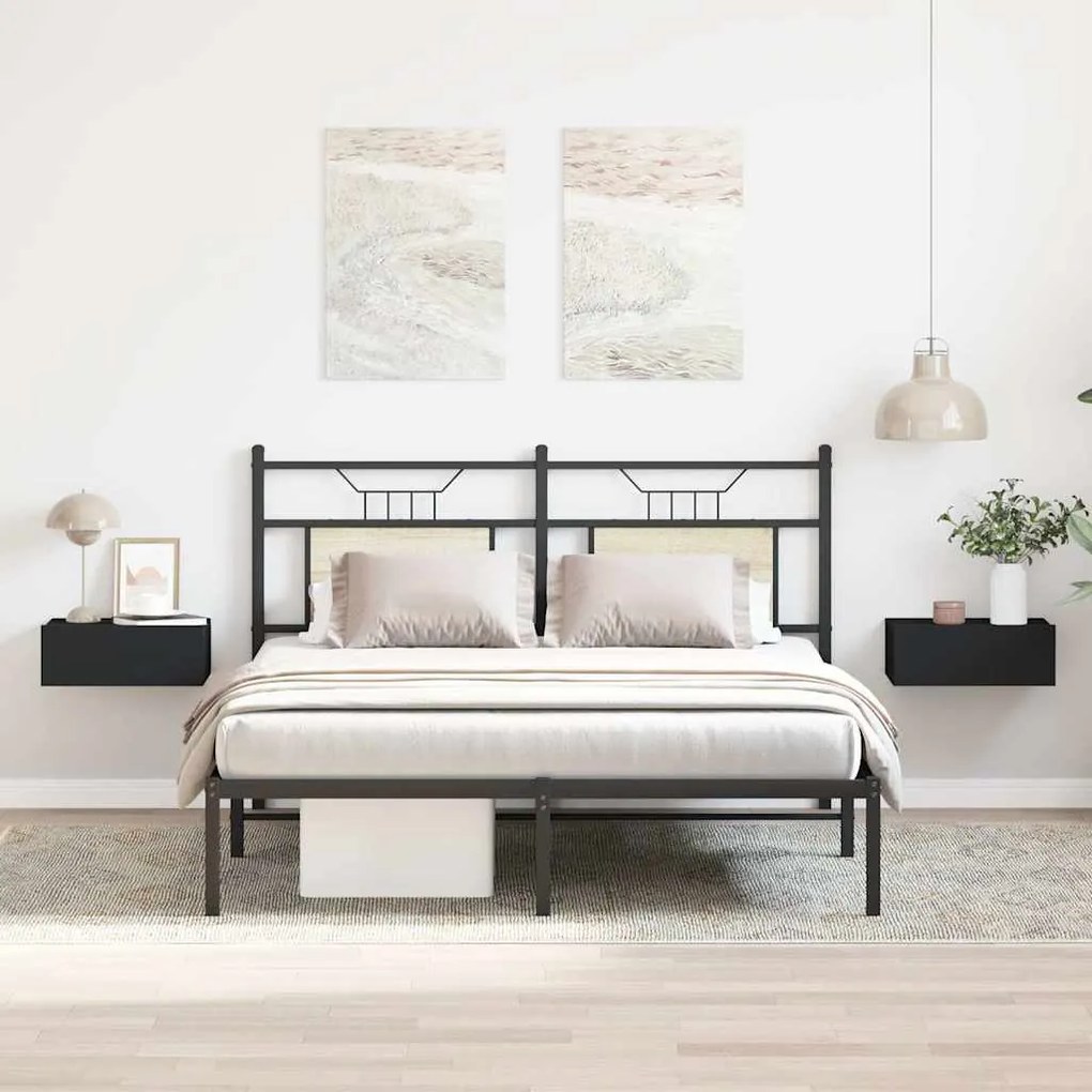 Mesa de cabeceira suspensa 2 pcs derivados de madeira preto