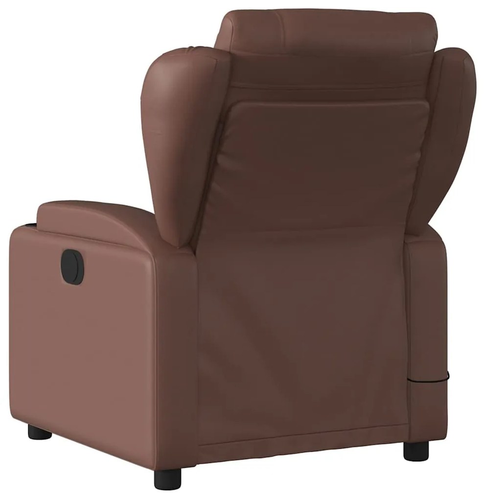 Poltrona de massagens reclinável couro artificial castanho