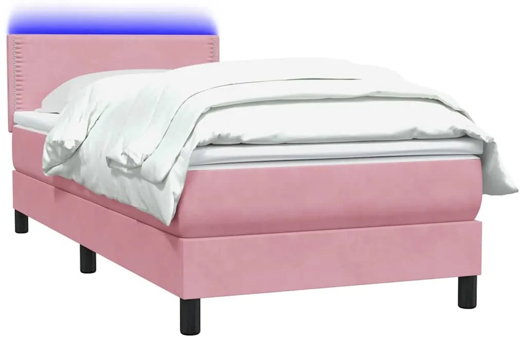 Cama com molas/colchão 100x220 cm veludo Rosa