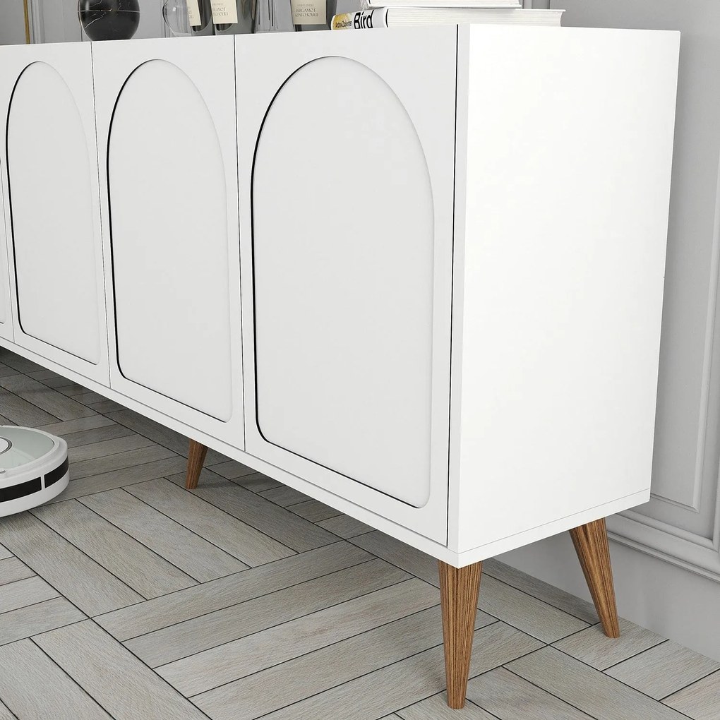 Console Lyon – Branco Nogueira – 180 cm x 81 cm x 35 cm